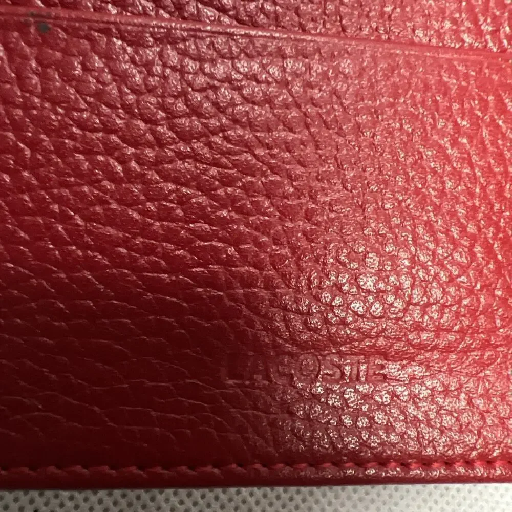 Lacoste Women's Long Wallet Red Pebbled Leather